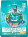Purina One Sensitive Natural Dry Cat Food +Plus Sensitive Skin and Stomach Formula - 22 Lb