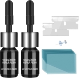 AODA Windshield Repair Kit 2 Pack Car Windshield Crack Repair Kit Rock Chip Repair Kit Windshield for Chips Cracks Bulls-Eye & Star-Shape Cack