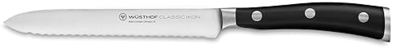 WUSTHOF Classic IKON 5" Black Serrated Utility Knife - Top Quality