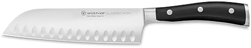 WUSTHOF Classic IKON 7" Santoku Knife with Hollow Edge - Black Finish
