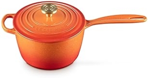 Le Creuset 2.25 qt. Round Saucepan in Flamme Doree with Crucible Knob