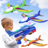 Wesfuner Foam Airplane Launcher Toys 3-Pack, Glider Plane with 2 Flight Modes - Kids Flying Toy for Outdoor Fun - Ages 3-12 - Boys Girls Gift"