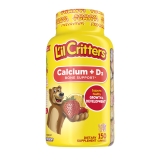 L'il Critters Kids' Calcium + D3 Gummy Supplements, 150 Gummies, Orange, Strawberry & Cherry