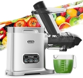 Aeitto Cold Press Juicer: Wide Chute, Large Capacity, High Juice Yield, 2 Masticating Modes - Silver