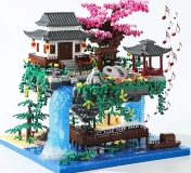 Cherry Blossom Tree House Building Set with Lights Music, 3320 Pcs Japanese Sakura Kit