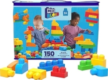 MEGA BLOKS First Builders 150-Piece Toddler Building Blocks Set with Storage Bag, Ages 1