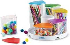 Learning Resources Create-a-Space Clear Spinning Bins Organizer - 14-Piece Classroom Desk Supply Holder