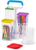 Learning Resources Create-a-Space See-Thru Storage Caddy - 9-Piece Classroom Desk Organizer, Pen Holder