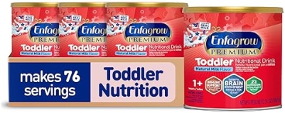 Enfamil Enfagrow PREMIUM Toddler Drink, Natural Milk, Omega-3 DHA, Prebiotics, Vitamins, 24oz x4