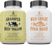 Ancestral Supplements Beef Tallow 3000mg Wild Omega-3 Fish Oil 2400mg, 180 Caps Bundle