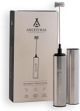 Ancestral Supplements Rechargeable Frother Wand - Stainless Steel Handheld Milk Coffee Mixer
