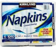 Kirkland Signature Casual Dining Napkins, 4 Packs, 1040 Count Total Soft Durable