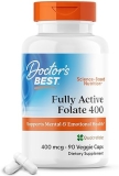 Doctors Best Fully Active Folate 400 mcg with Quatrefolic, 90 Veg Caps, Mood Memory Support