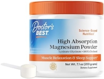 Doctors Best High Absorption Magnesium Powder, 100 Chelated, Non-GMO, Vegan, 200g, Sleep Energy