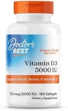 Doctors Best Vitamin D3 5000IU, 180 Softgels Non-GMO, Gluten Soy Free, Immune Bone Support