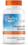 Doctors Best Vitamin D3 5000 IU, Bone Immune Support, Non-GMO, Gluten-Free, 360 Softgels