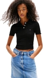 Tommy Jeans Womens Textured Knit Polo Shirt, Short Sleeve, Casual Top for Spring Summer