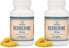 Double Wood supplements Berberine HCL 500mg, 120 Capsules Non-GMO, Vegan, Gluten Free for Heart Health Double Wood