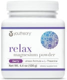Youtheory Relax Magnesium Powder Berry 4.4oz Vegan Stress Relief with L-Theanine GABA, Gluten Free