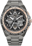 Citizen Promaster Skyhawk Mens Eco-Drive Atomic Chronograph Watch, Gray Steel, Black Dial JY8146-54E