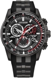 Citizen Mens Eco-Drive PCAT Chronograph Atomic Watch, Stainless Steel Polyurethane Strap, CB5977-03E