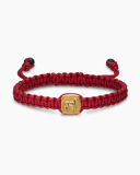 DAVID YURMAN Petrvs® Horse Woven Station Bracelet Red Nylon with 18K Yellow Gold and Black Onyx, 11.9mm