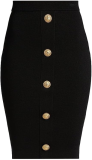 Balmain Button-Front Knit Knee-Length Skirt