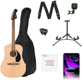 Fender Redondo Acoustic Guitar Pack for Beginners, Natural Gig Bag, Stand, 2-Year Warranty