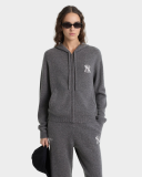 Sporty&Rich Heritage Yankees Serif Cashmere Zip Hoodie - Dark Grey/White