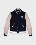 Sporty&Rich Yankees Curve Wool Varsity Jacket - Navy/Ecru