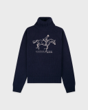 Sporty&Rich Horse Knitted Turtleneck - Navy/Ecru