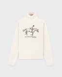 Sporty&Rich Horse Knitted Turtleneck - Ecru/Chocolate