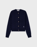 Sporty&Rich SRC Cableknit Cashmere Cardigan - Navy