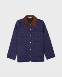 Sporty&Rich NY Crest Nylon Quilted Jacket - Navy/Tan