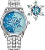Citizen Womens Eco-Drive Frozen Crystal Watch Pin Set Silver Blue Dial FE7091-61W