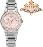 Citizen Womens Eco-Drive Aurora Sleeping Beauty Watch Bracelet Set, Silver Stainless Steel