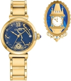 Citizen Womens Eco-Drive Cinderella 75th Anniversary Watch Blue Sunray Dial Gold Bracelet