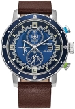 Citizen Eco-Drive Luke Skywalker Chronograph Watch 44mm Brown Leather Blue Bezel CA0768-07W