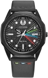 Citizen Eco-Drive Darth Vader Watch Black Ion Case Gray Leather Strap BM7498-00W