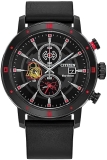 Citizen Eco-Drive Darth Vader Chronograph Watch 44mm Black Ion Case Red Accents Leather Strap