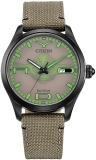 Citizen Eco-Drive Star Wars Yoda Black IP Mens Watch 42mm Cordura Strap Luminous BM6839-06W