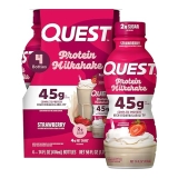Quest Nutrition Strawberry Protein Shake 45g Protein, Low Sugar, Gluten Free, 4 Pack Ready to Drink