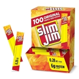 Slim Jim Original Smoked Meat Sticks, 6g Protein, Snack Size 0.28 oz, 100 Count Pack