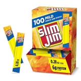 Slim Jim Mild Smoked Meat Sticks, 6g Protein, Snack Size 0.28 oz, 100 Count Pack