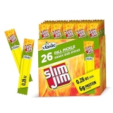 Slim Jim Vlasic Dill Pickle Smoked Meat Sticks, 6g Protein, Snack Size, 26 Count