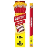 Slim Jim Giant Original Smoked Meat Sticks, 6g Protein, 24 Count, 0.97 oz Easter Gift