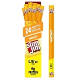 Slim Jim Giant Nacho Flavor Smoked Meat Sticks, 6g Protein, 24 Count, Easter Basket Gift