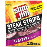 Slim Jim Teriyaki Steak Strips 3.15 oz - Savory Meat Snack Bag for On-the-Go