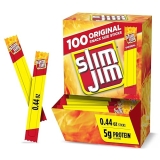Slim Jim Original Smoked Meat Sticks, Snack Size 0.44 oz, 2g Protein, 100 Count Pack