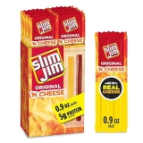 Slim Jim Original Beef Cheese Meat Sticks, 5g Protein, Snack Size, 10 Count, 0.9 oz
